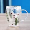 Elegant Double-Layer Glass Mug with Real Dried Flowers