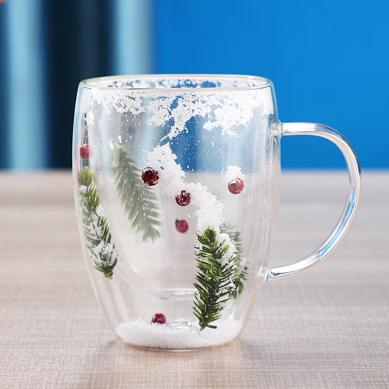 Elegant Double-Layer Glass Mug with Real Dried Flowers