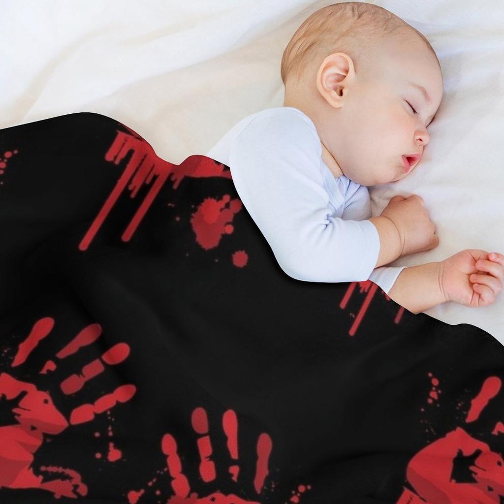 Bloody handprints Throw Blanket Cozy Throw Blanket for Bed Sofa Chair