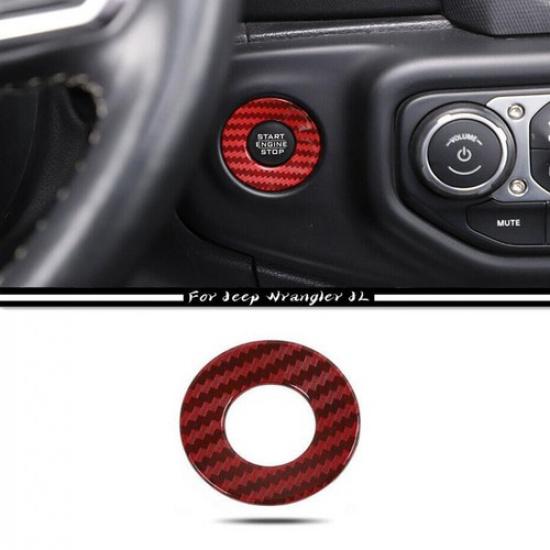 Для 18- Jeep Wrangler JL Красная Карбоновая Накладка на Кнопку Запуска/Остановки Двигателя Автомобиля