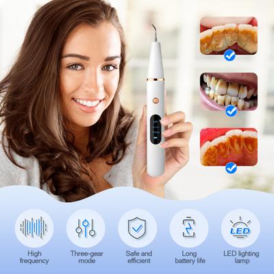 Ultrasonic Teeth Plaque Remover Portable Electric Dental Scaler USB Rechargeable Dental Calculus Removal Device Tartar Eliminator Teeth Cleaning Tools