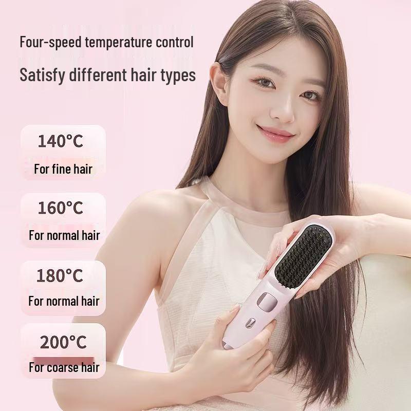 Wireless Hair-Friendly 2-in-1 Straightener & Curler with Fluffy Curl Comb