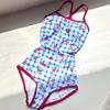 Festa di Dessert Plaid Blu Carino Cartone Animato Studente Conservatore Professionale Triangolo Corsa Costume da Bagno