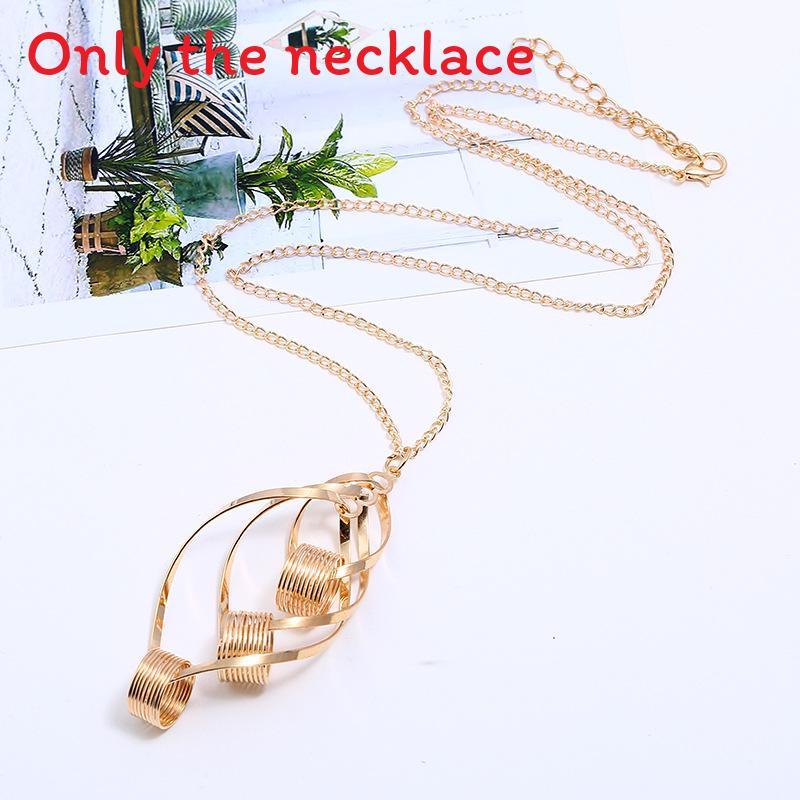 European Fashion Simple Long Chain Necklace With Metal Pendant For Occasions Gold