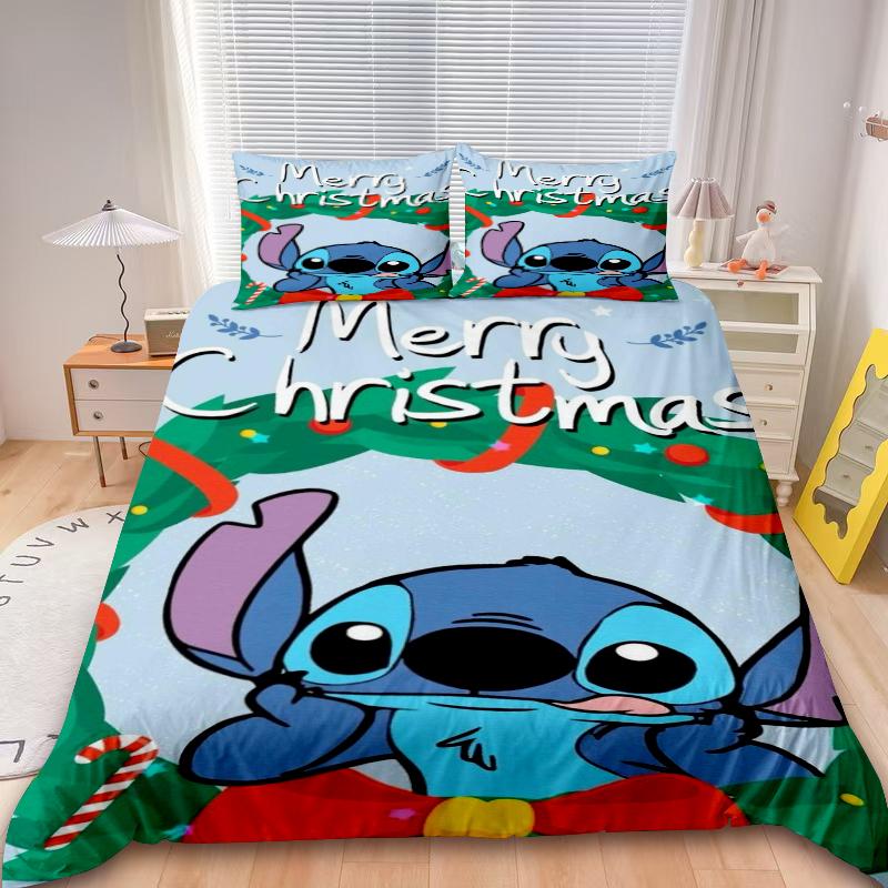 Christmas Mickey 3Pcs Duvet Cover Minnie Merry Christmas Cartoon Bedding Set Twin Full For Children Holiday Gifts Bedroom Decor