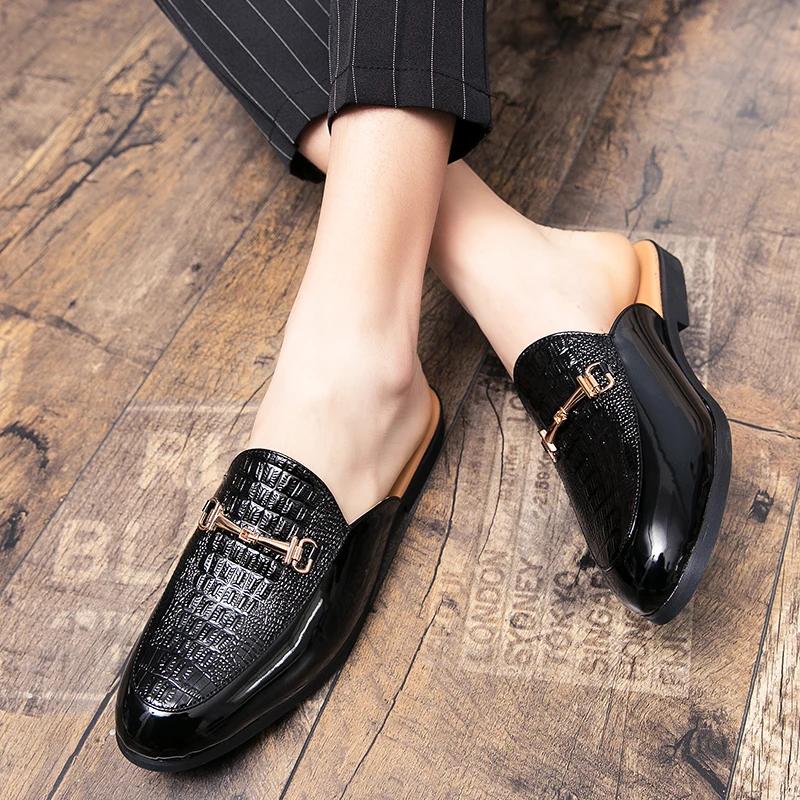 Designer Summer Men's Semi-slip Sandals, Men's Casual Fashion, Leather Semi-shoes, Men's Loafers, Slip-on Flats, Driving Shoes