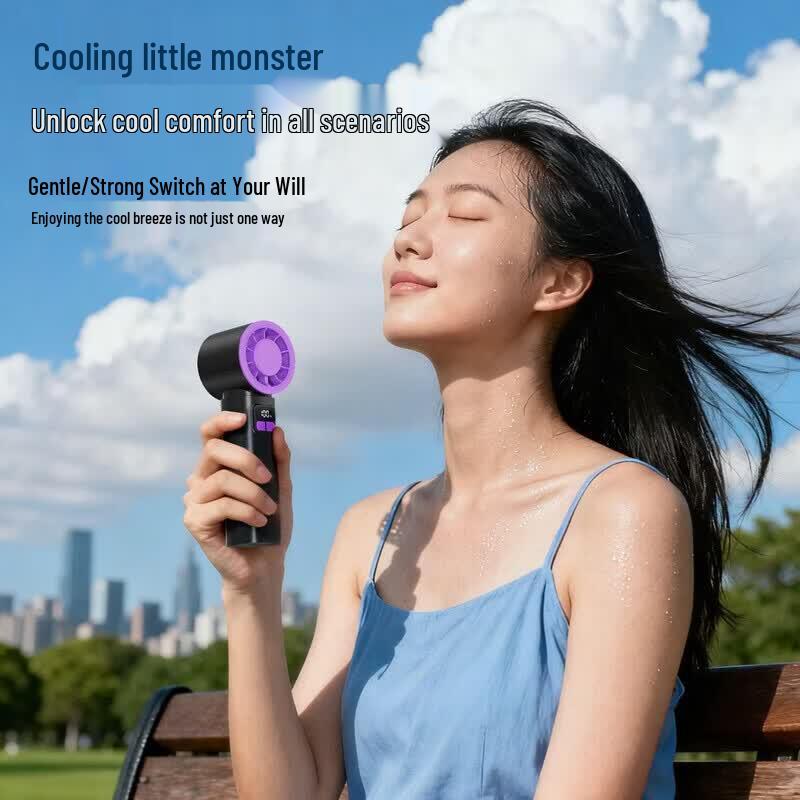 Portable USB Rechargeable Handheld Mini Fan with Atmosphere Light