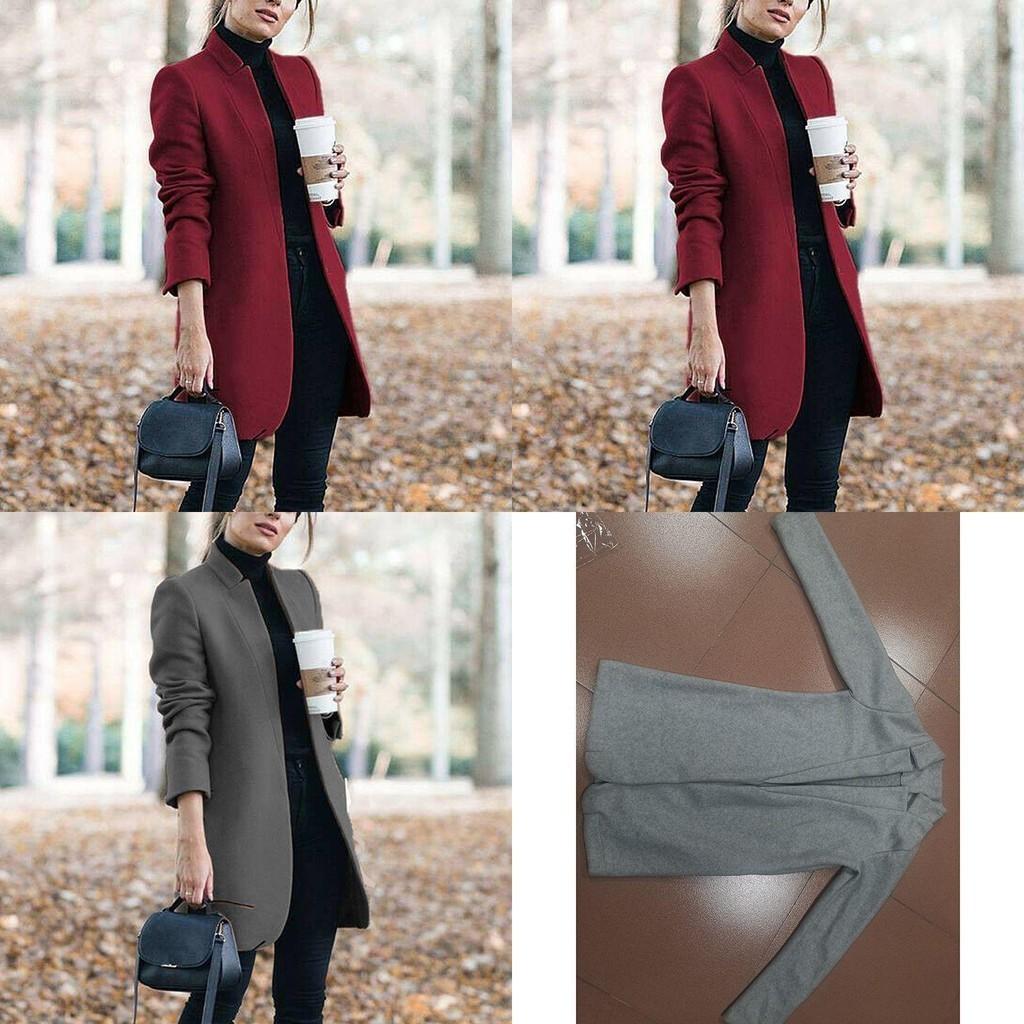 Womens Fashion Overcoat Trench Coat With Solid Color Long Warm Comfortable Jacket