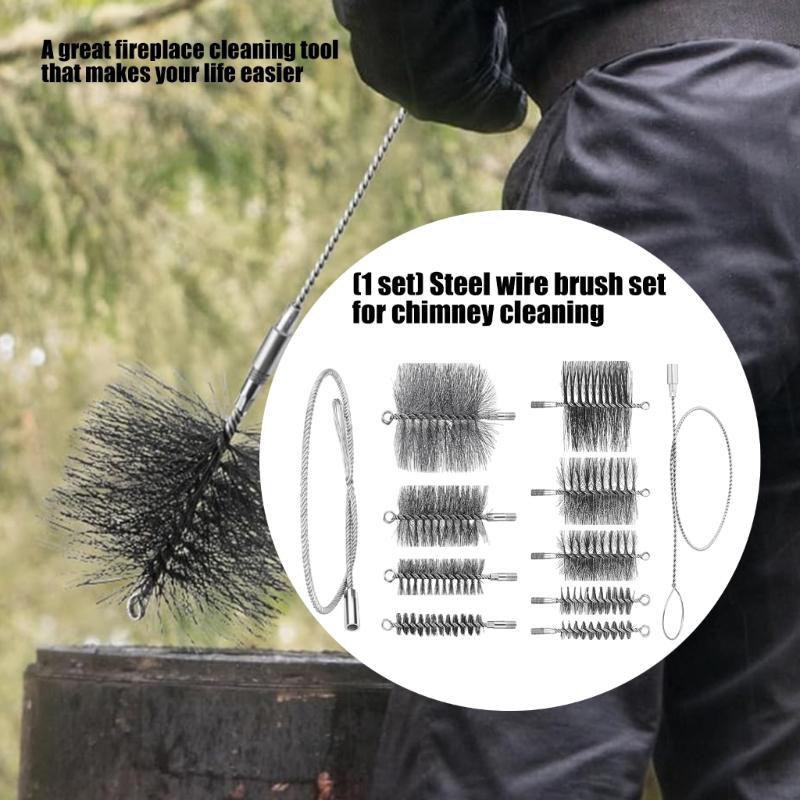 Profesionální drátěný kartáč na čištění komínů Čisticí nástroje pro krby Sada drátěných kartáčů do trubek z uhlíkové oceli Snadné použití