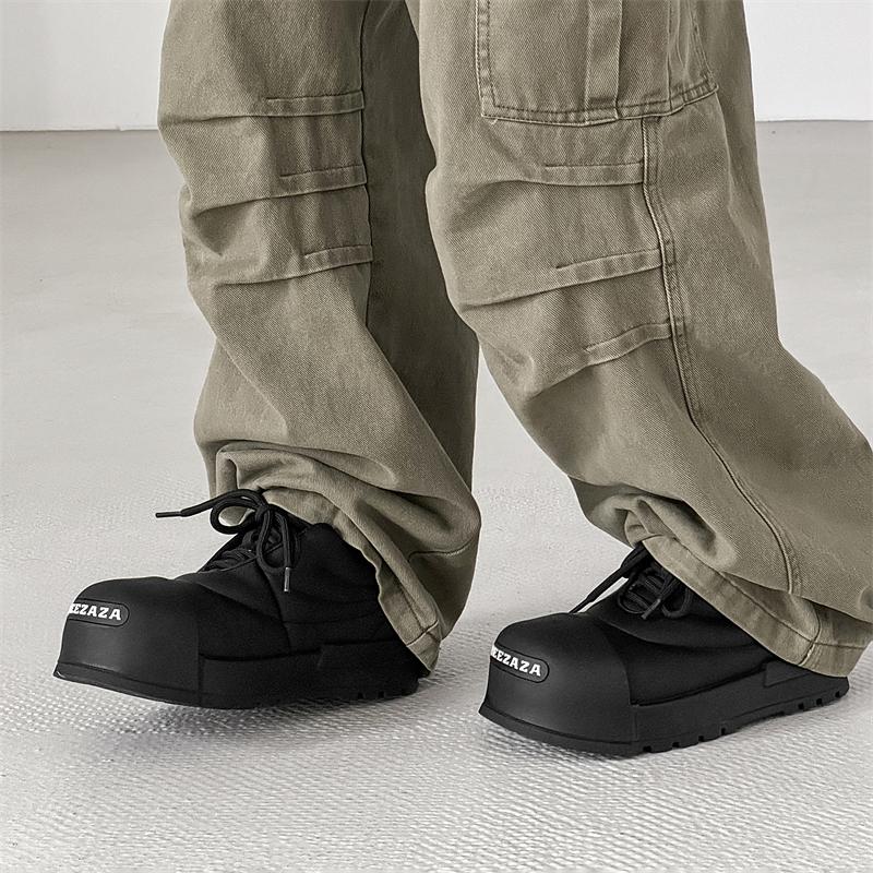 Fashion Trendy Men's Shoes Thick Bottom Height Increasing Style Fashion Street Walking Black and White Casual Shoes Handsome Young