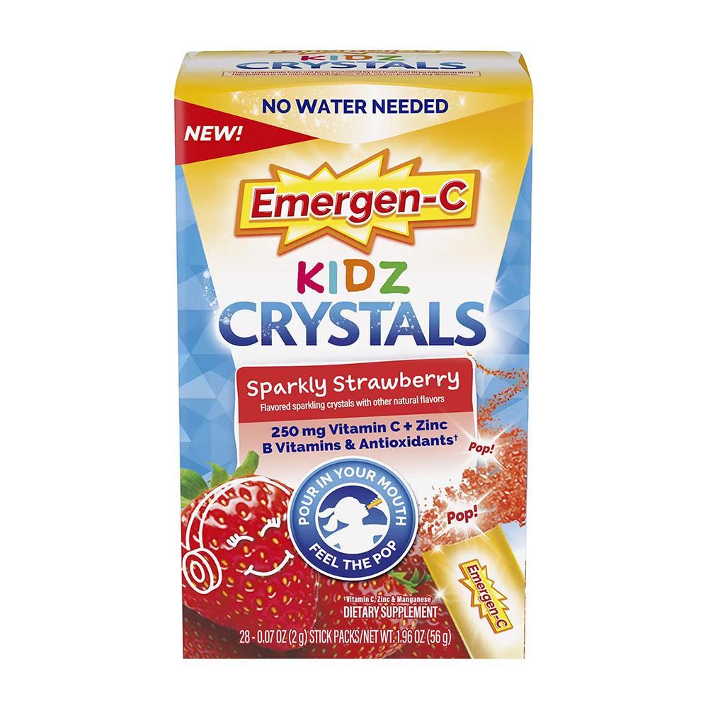 

Kidz Crystals Вітамін С 250 мг + Zinc Sparkly Strawberry, 28 стіків