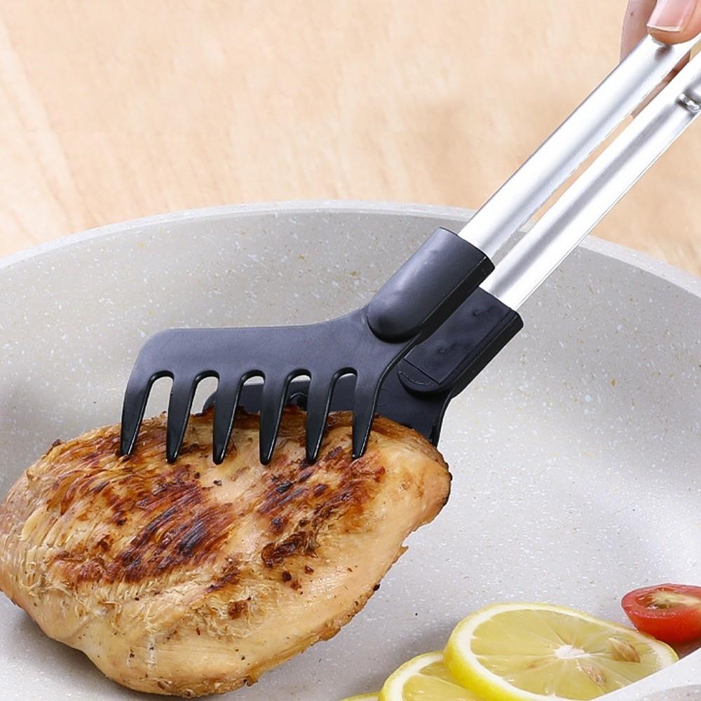 Portable Long Handle Noodles Clip Stainless Steel Multi-functional Food Tongs Non-slip Spaghetti Tongs Kitchen Tools