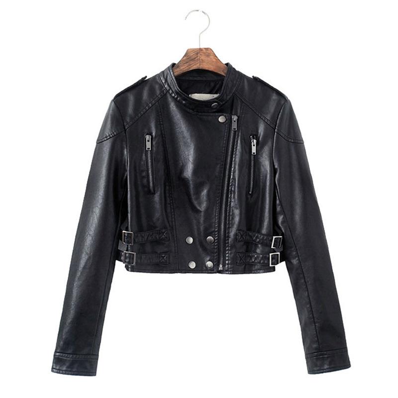 Manteau de moto en cuir PU pour femme, nouvelle petite mode, coupe courte, Slim, veste en cuir PU, printemps et automne