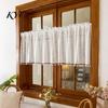 Landhausstil Badezimmerfensterdekoration Boho Kurzer Vorhang, Küche Café Transparenter Vorhang mit Quasten, Vintage Abdeckungen Blumenpflanzen Druck Bauernhaus
