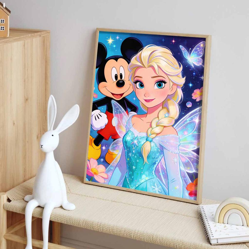 Disney Diamond Painting Kit Mickey and Elsa Fairy Home Bedroom Wall Decor Crafts Handmade Gift