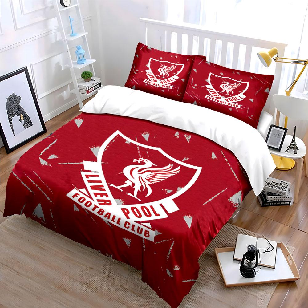 Biancheria da letto rossa del Liverpool Football Club Set Copripiumino Copripiumino Federe (1 * Copripiumino 2 * Federe, senza piumino)