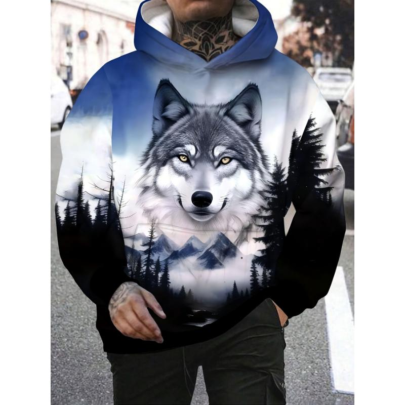 Animal Wolf graphic Men's Fashion 3D Print Outdoor Hoodie Streetwear Hoodies Hooded Front Pocket Designer Hoodie Sweatshirt