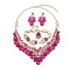 Exaggerated Jewelry Crystal Gem Necklace Earrings Four-Piece Women'S Dress Dinner Accessories