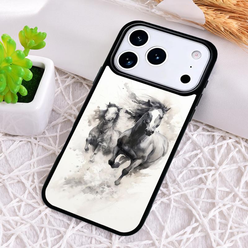 Horse Painted Art Phone Case for iPhone 17 Air 16 15 11 12 14 13 Pro Max Shockproof Cover
