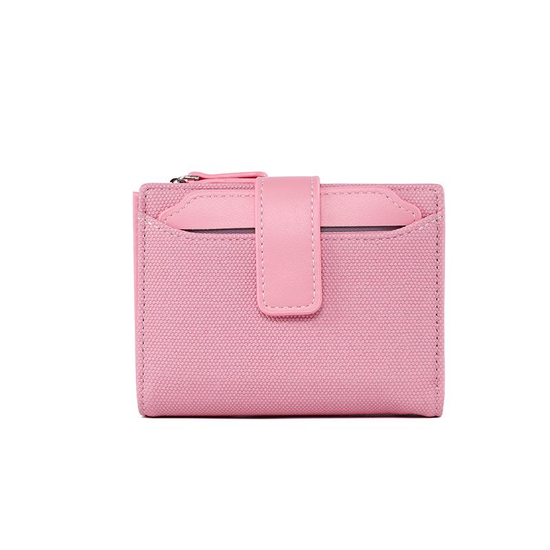 Women's High-End Short Bi-Fold Polyester Wallet with Zipper
