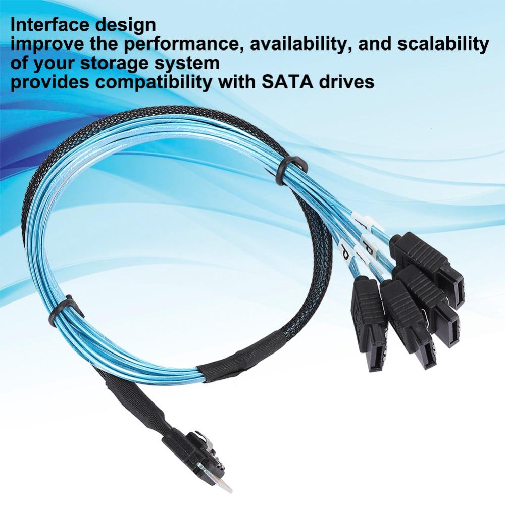 12Gbps SFF‑8654 to 4 x Satas  Cable 38p Server Data Transmission Cable Connecting Line  Computer