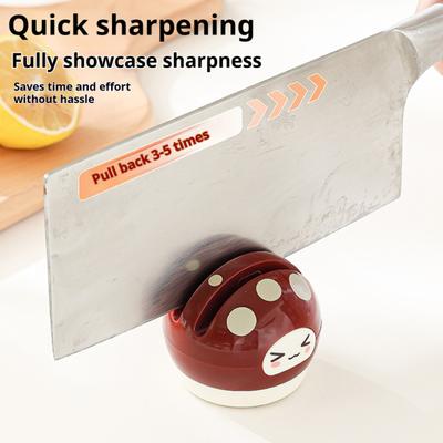 Ceramic Cutter Sharpener Small Mushroom Shape Kitchen Tool Sharpener with Vacuum Suction Cup Base Double Groove Kitchen Gadget