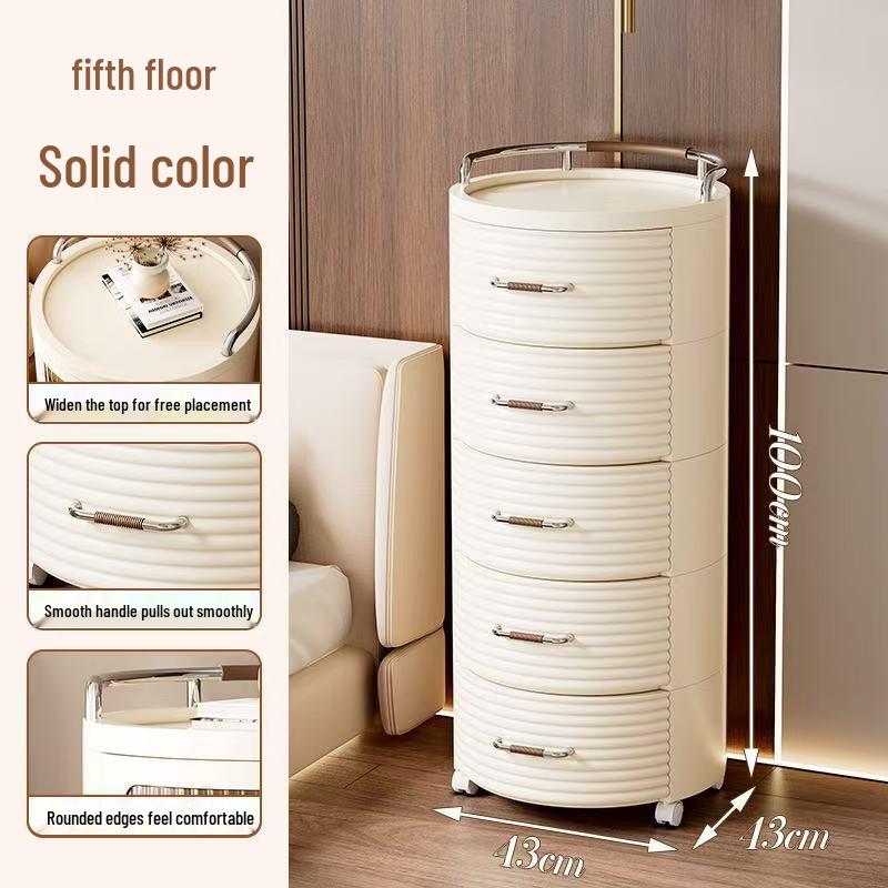 Round Storage Cabinet with Shelves and Drawers