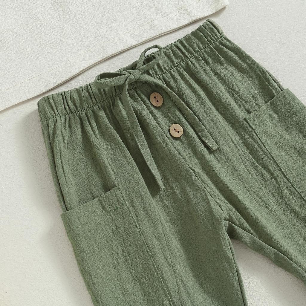 Conjuntos de calças 2 peças para meninos, 6 meses, 12 meses, 18 meses, 24 meses, 3 anos, 4 anos, blusas de manga comprida com botões e conjuntos de calças com cordão