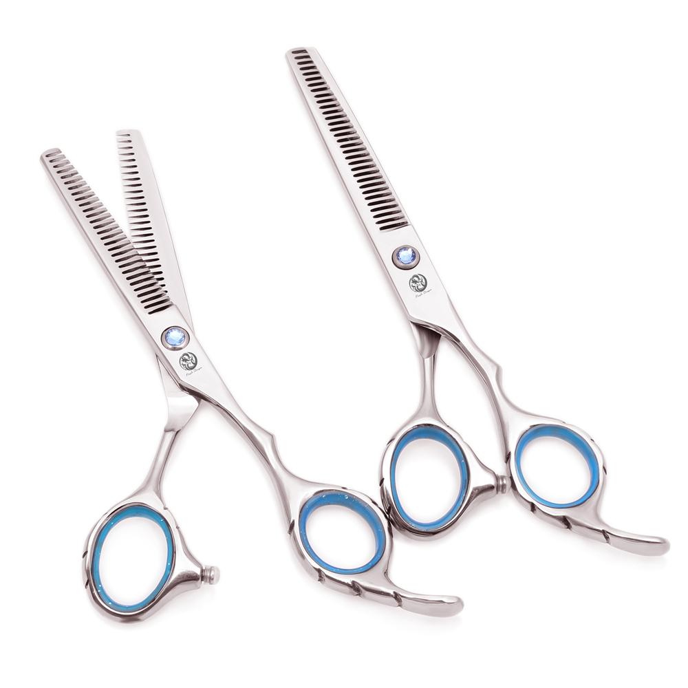Professional Hairdressing Scissors 5.5" 6'' Purple Dragon Japan 440C Thinning Shears Douuble Side Teeth 15% Thinning Rate
