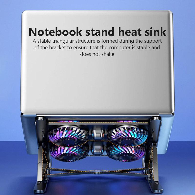 New Laptop Cooler Base Stand Foldable Laptop Cooling Pad Portable Adjustable Notebook Stand for 13-17.3 Inch with 4 Fans