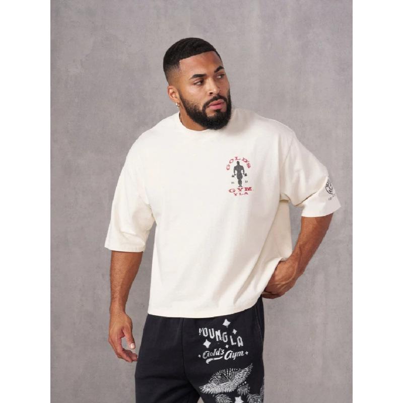 YoungLA x Gold's Herren Übergröße Baumwolle Kurzarm Jogger Fitness T-Shirt