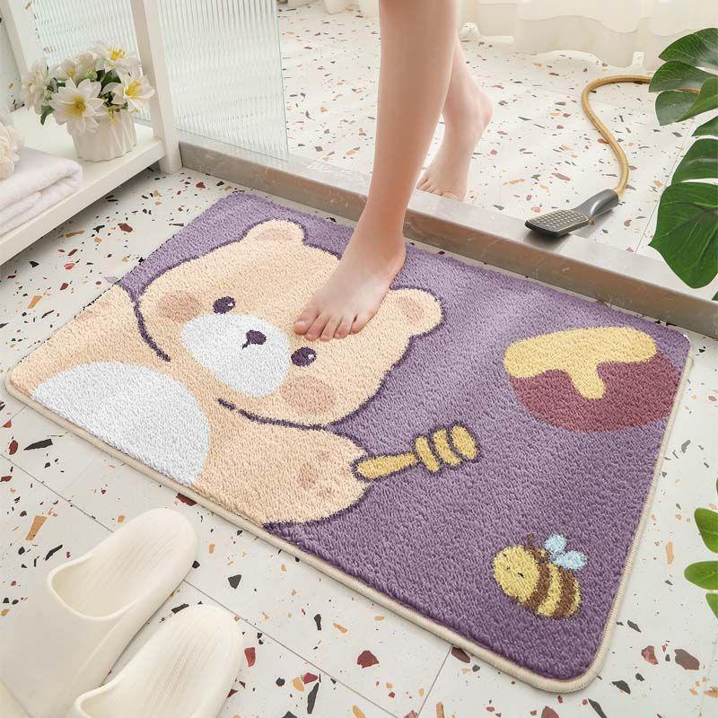 

Коврик для ванной комнаты с противоскользящим покрытием, впитывающий воду, коврик для ног в виде мультяшного животного, противоскользящий коврик для унитаза, ковер для ванной комнаты 40 * 60Cm