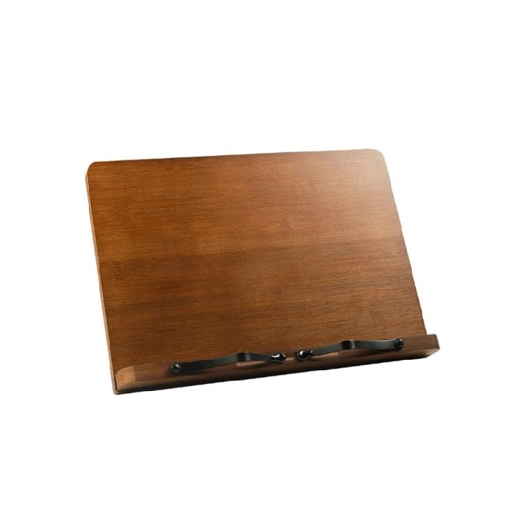 Wood Textbook Book Stand 6 Angles Adjustable Book Holder with Metal Page Clips for Music Scores Cook Recipe Tablet