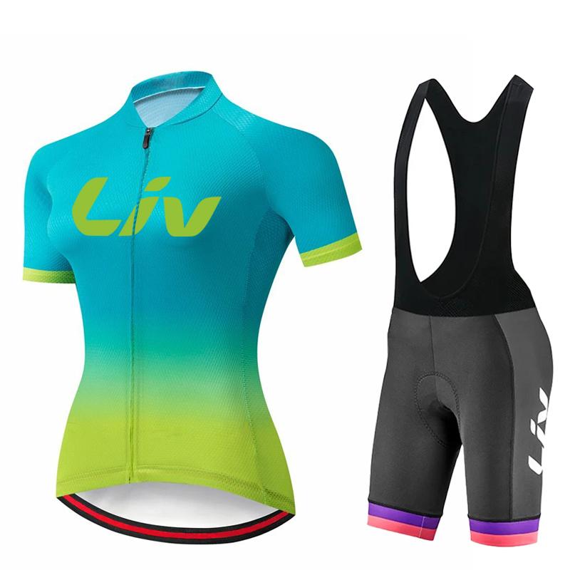 LIV Summer Women's Cycling bib sponge pad ycling sportswear short sleeved cycling jersey quick drying cycling set