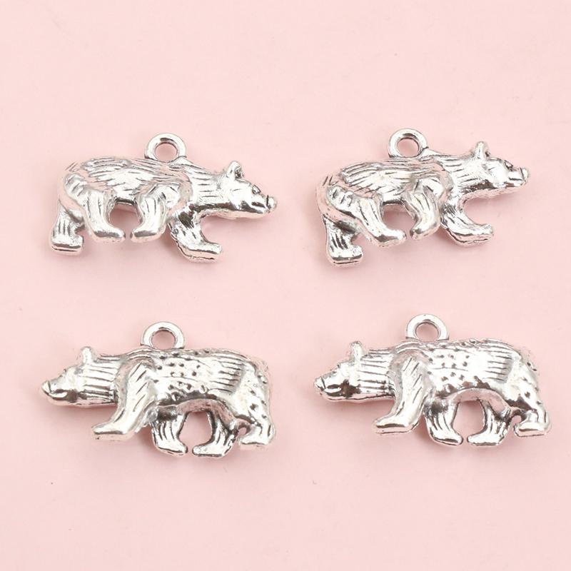 

10pcs 24x15x5mm Bear Charms Pendant Alloy Metal DIY Jewelry Making Accessories Findings for Necklace Bracelet Keychains Findings Antique Silver зелёный