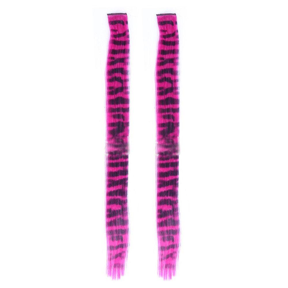 2Pcs Rainbow Long Straight Hairpiece Seamless Hanging Ear-dye Wig Feather Hair Extensions  Women