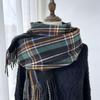 Korean Style Plaid Double-Sided Warm Thick Scarf for Couples and Students, Versatile Autumn/Winter Neck Warmer Shawl