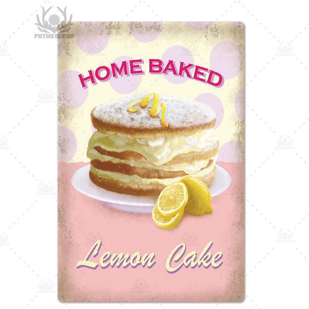 Putuo Decor  Cake Metal Poster Plaque Metal Vintage Bakery Kitchen Decor Sign  Wall Decor Metal Tin Sign