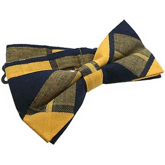 [Bowties.jp] Yellow Navy Check Bow Tie (Easy to Wear) bd216