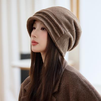 Winter Hat Women's Ear Protection Warm Head Hat Fashion Solid Color Hat Knitted Hat Hat for Women, Autumn Winter Versatile Warm Cold Weather Cap