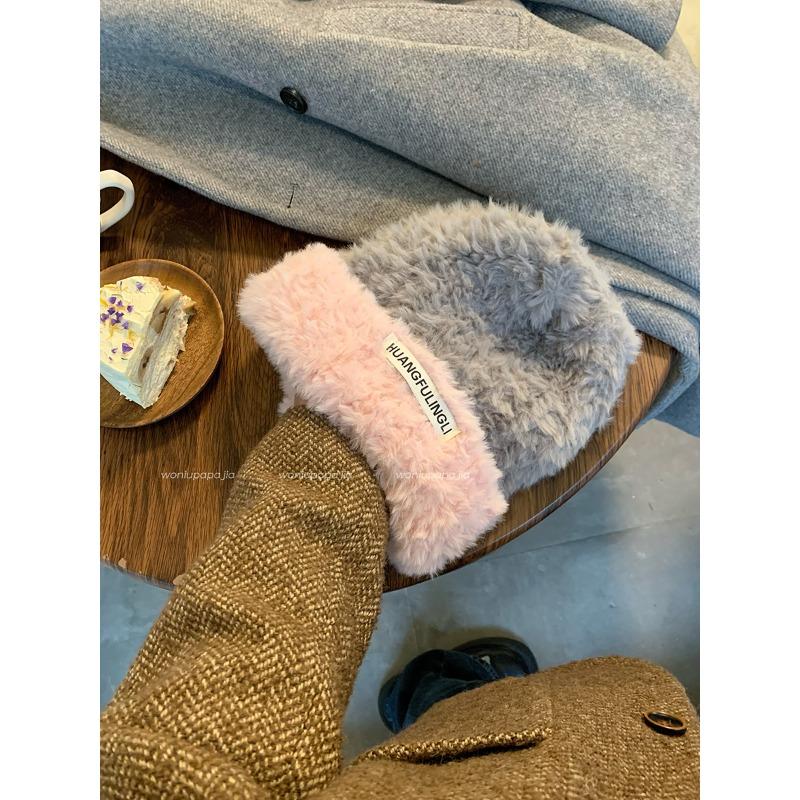 Autumn and Winter All Match Knitted Headband  Small Face  Warm Ear Protection Furry Cold Hat Large Head Circumference