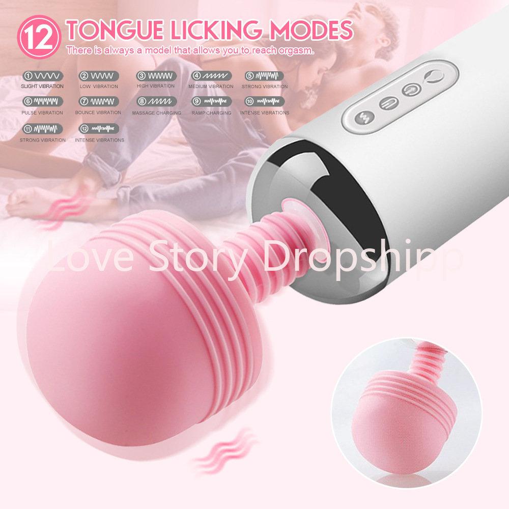 Varita Mágica de Lengua 3 en 1 Vibrador AV Succionador de Pezones Calentador Vibrador Lamedor de Lengua Estimulador de Clítoris Masturbación Sexo