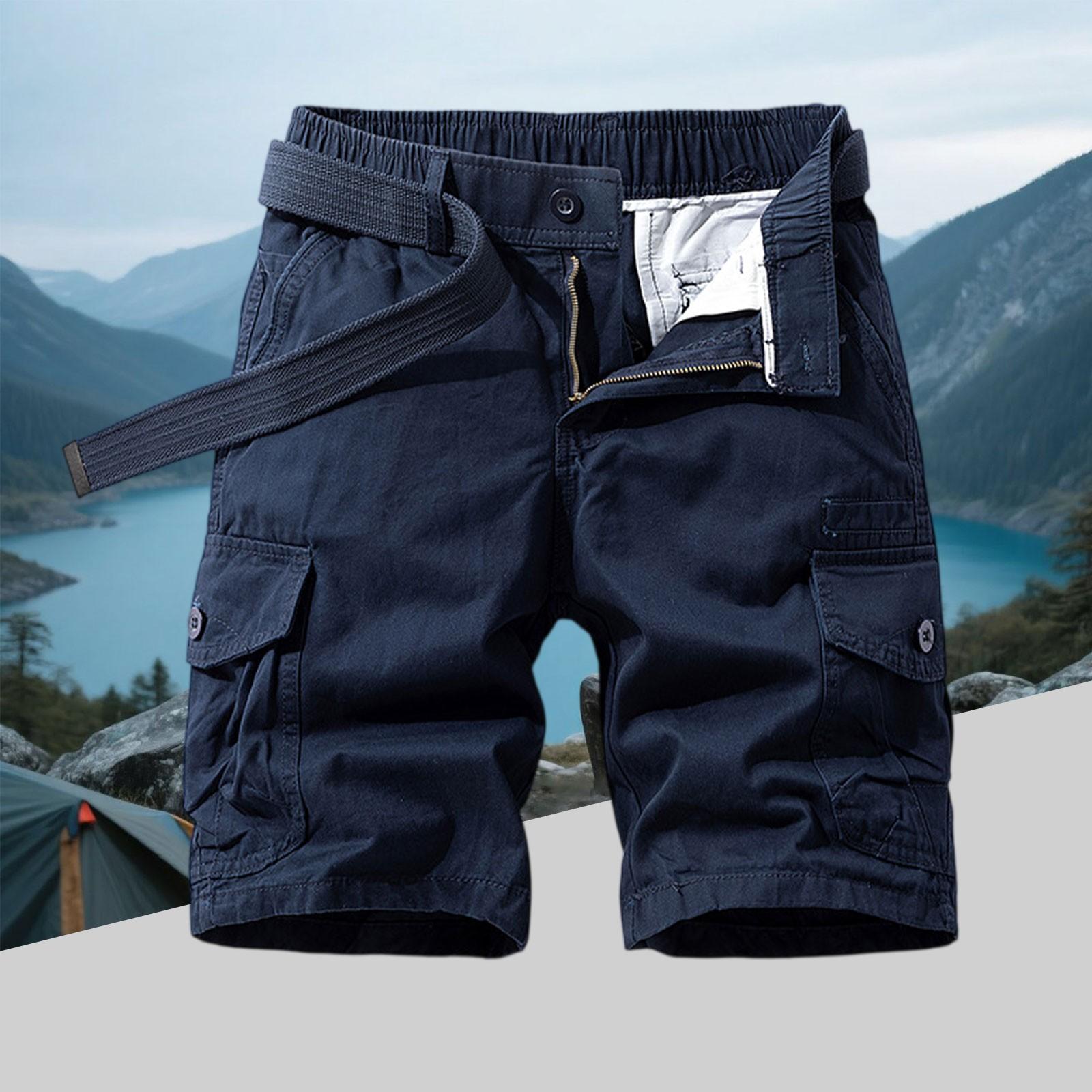 

Мужские военные шорты карго - Многокарманные на молнии, эластичный пояс на кулиске, однотонные, для улицы, комфортные, свободного кроя XXXL