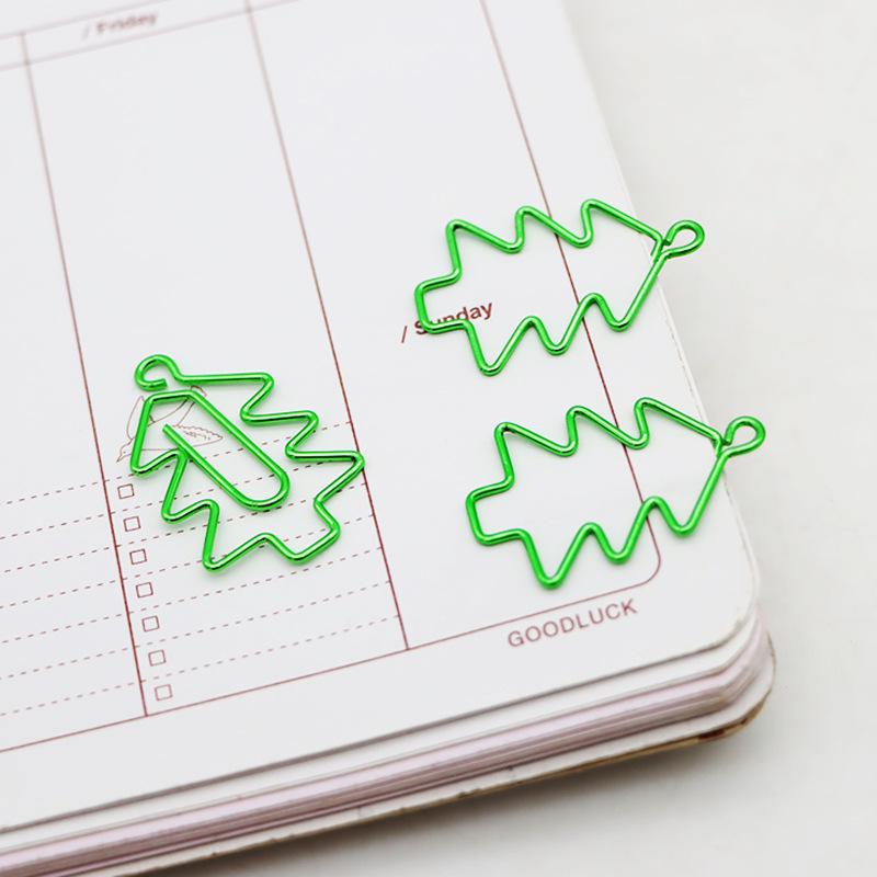 Creative Christmas Tree Paper Clips - Green Metal Binder Clips for Office Stationery and File Organization