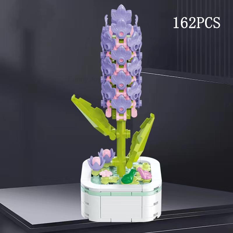 Kalıcı Buket Lale Çiçeği Yapı Taşı 3D Model Ev Dekorasyonu Bitki Saksıda Montaj Tuğlaları Sevgililer Günü Çocuk Hediyeleri