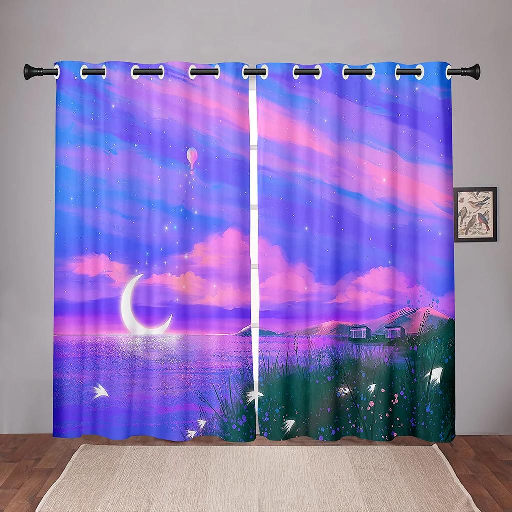 Luxury Moon Sky Cloud Star Blackout Window Curtains for Bedroom Living Room Bathroom Kicthen Door Hall High Shading New Pattern