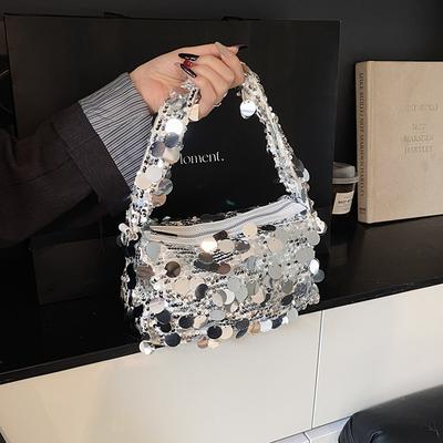 New Fashion Niche Design Sequined Pillow Bag Portable Shoulder Trendy Women's Bag