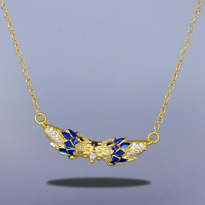 Exquisite Halskette für Damen, goldener Blumen-Anhänger, handgefertigt, Emaille, Damen-Pullover-Kette, Weihnachtsgeschenk, Schmuck