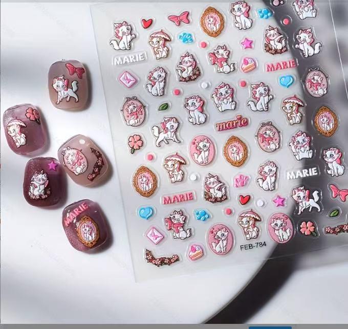 3D тисненые стереонаклейки - Игровые кошачьи наклейки для маникюра для детей