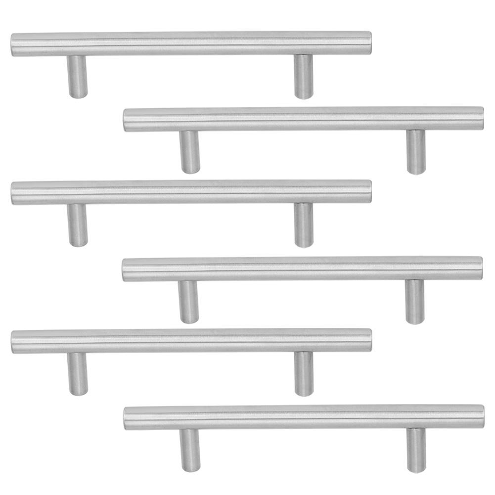 6 Stück Edelstahl T-Stangengriff Langlebige Möbelbeschläge für Kleiderschränke Schublade Schrank Schuppen